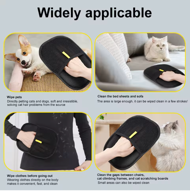 Pet Hair Removal Glove – Double-Sided Grooming Mitt for Cats & Dogs