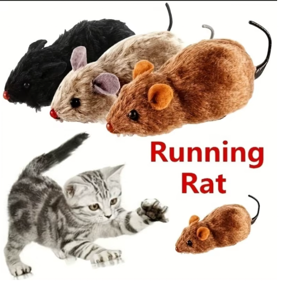 Funny Lifelike Plush Mouse Running Rat Toy for Cats Dogs
